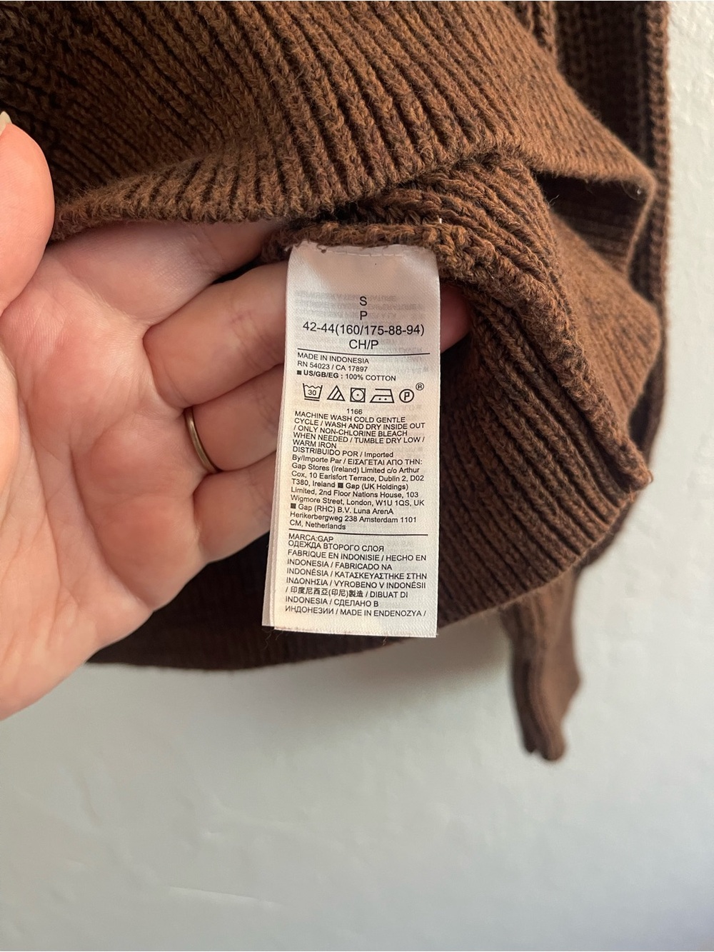 GAP Balloon Sleeve Sweater Shaker Knit Brown Puff Sleeve Cotton Womens Small - Picture 5 of 5